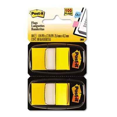 Post-it Marking Flags in Dispensers, Yellow, 12 50-Flag Dispensers per Pack (680-YW12)