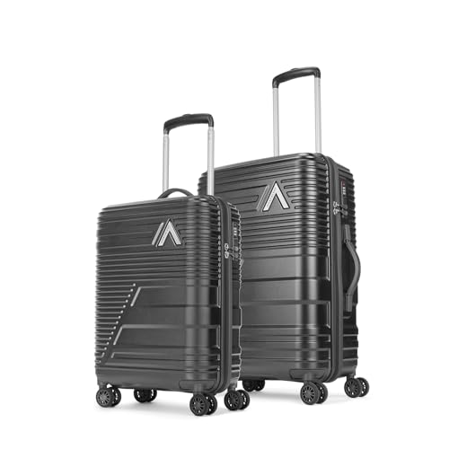 Image of Aristocrat Lineo Set of 2 Trolley Bag 55 & 65cm | S+M | Hard Luggage | 8-Wheel Suitcase for Travel | Combination Lock with Anti-Theft Zipper | Polycarbonate | 3 Years International Warranty (Grey)