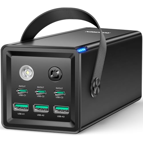 Rocoren 6 Ports Portable Charger Power Bank 50000mAh for Multiple Devices, 67.5W USB C Fast Charging with LED Light for Outdoors Camping Essentials, Emergency Hurricane Preparedness Items (Black)