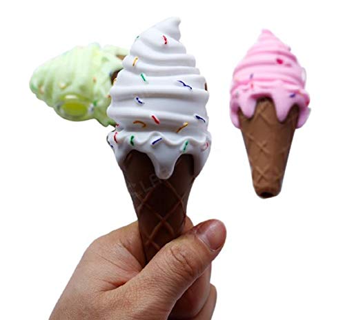 Unbreakable Ice Cream Silicone Straw with Glass Bowl (White)