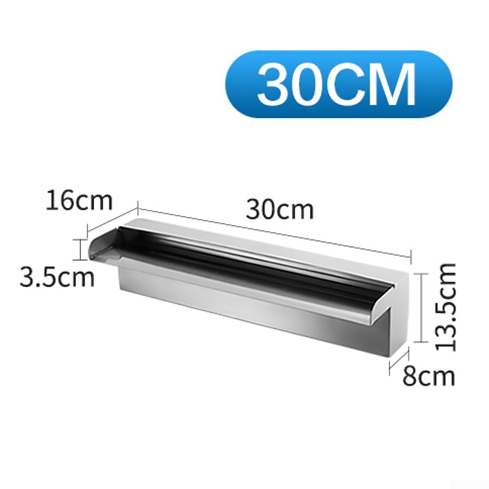 Fontana a cascata in acciaio inossidabile, larghezza 37 cm, decorazione per laghetto da giardino con connettore da 32 mm, fontana per piscine, patii e paesaggistica all'aperto, bianca, 6 pezzi (30 cm)