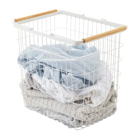 YAMAZAKI Wire Home Wooden Handles Laundry Basket Cover