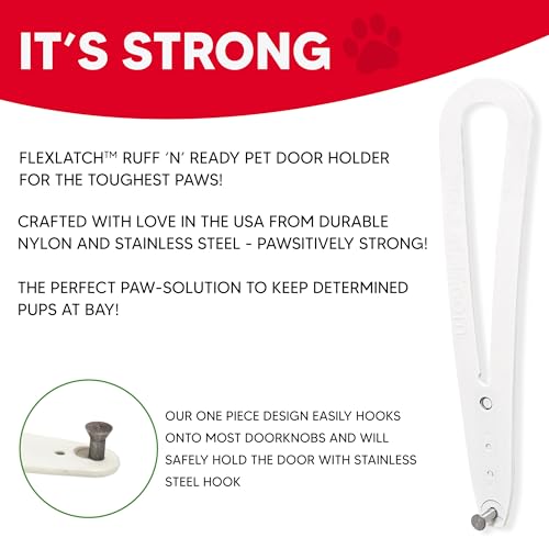 image for FlexLatch Cat Door Holder Latch - Bright White Cat Door Alternative In