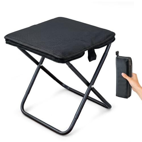 DUNWAVE, Taburete Plegable Portátil, Taburete Plegable Camping, Banqueta Plegable Alta, Silla Plegable Ligera, Silla Bolso (1, Negro)