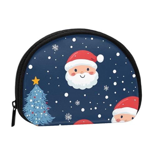 Portable Coin Purse Christmas-Santa-Snowflakes Mini Zippered Money Pouch Card Holder