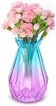 DUTTY Glass Vase Gradient Multicolor Vase Crystal Geometric Surface Colorful Glass Vase, for Home, Office,Wedding or Florist (Purple)