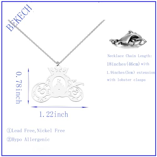 BEKECH Princess Crown Pumpkin Necklace Jewelry Faily Cartoon Tales Jewelry Cartoon Princess Gift Princess Gift2