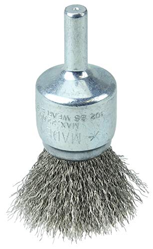 Image of Weiler 36283 Wolverine 3 /4 inch Crimped Wire End Brush, .006 inch Stainless Steel Fill, 1 /4 inch Stem, Made in the USA (Pack of 10)