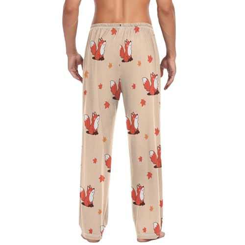 Men's Sleepwear Cute Fox Plant Orange Pajama Pants for Men 23039782