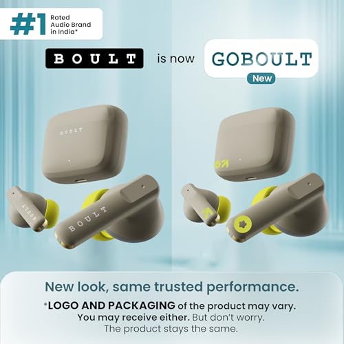 GOBOULT Z60 Made in India Ear Buds Wireless with 60H Playtime, 4 ENC Mics Clear Calling, 50ms Low Latency Gaming, 13mm Bass Driver Earbuds Bluetooth Wireless Earphones (Spring Green)