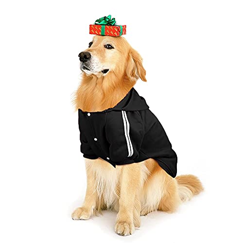 Pet Leso® Hund Sweatshirt mit Kapuze Sportkleidung Schwarz 4XL-Hals:55cm Brust:80cm Length:60cm Empfohlenes Gewicht: 18-22kg Cover