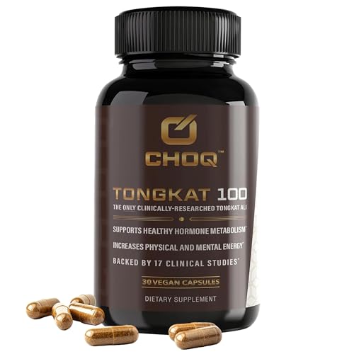 CHOQ Tongkat Ali Extract 100mg LJ100 Testosterone Booster for Men - Clinically Proven Eurycoma Longifolia with 40% Glycosaponins - 30 Capsules
