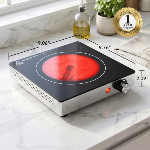 Image of OVENTE Infrared Ceramic Single Burner, 1200W Hot Plate, Black BGI301GB (Pack of 5)