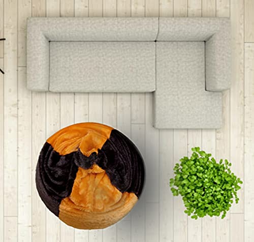 Image of Premium and Luxurious Fur Bean Bag Sofa Chair (Without Beans) (Brown and Yellow)