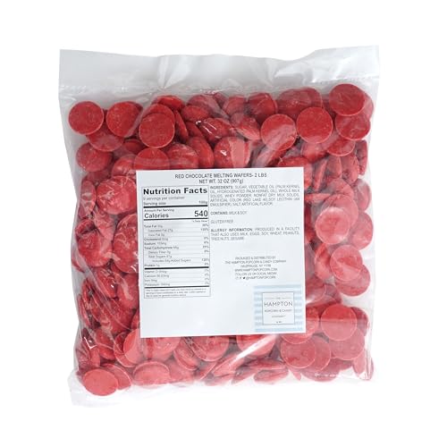 Red Chocolate Melting Wafers, 2lb Bulk Bag, Red Chocolate, Red Candy, Melting Chocolate Candy Discs For Baking, Dipping, Decorating, Bulk Chocolate Bag - The Hampton Popcorn & Candy Company