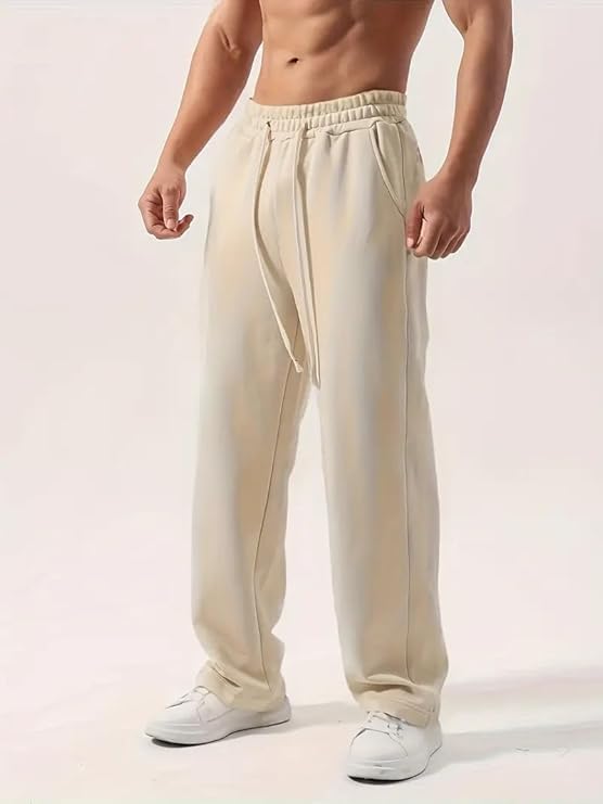 Image of FN3 Men's Cotton Blend Cargo Track Pants - Loose Fit Joggers for Men | Korean Style Travel & Lounge Wear with Pockets