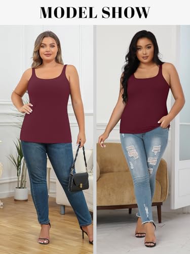 Image of V FOR CITY Plus Size Tank Top for Women with Non-Padded Shelf Bra Adjustable Wide Strap Camisole Cotton Udershirts 1X-5X