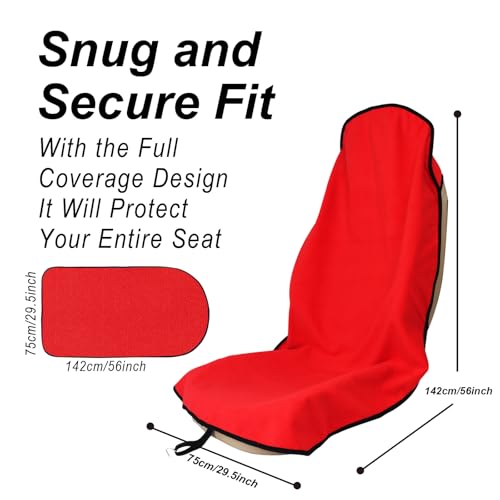 Image of Car Seat Cover Protector Front Seats,for Gym Workout,Running,Swimming,Beach and Hiking,Waterproof Sweat Towel Bucket Seat Covers for Cars SUV Trucks (Red, 2Pcs)
