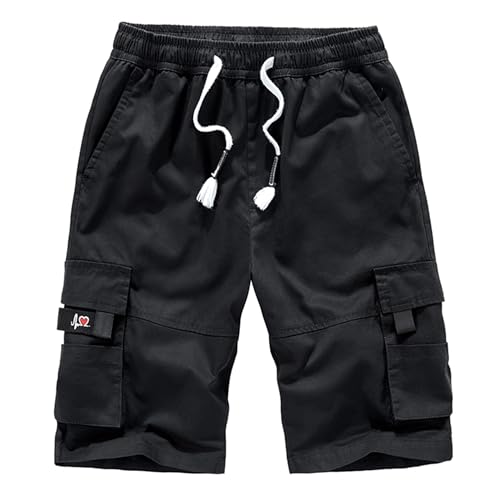 APTRO Herren Kurze Hosen Cargo Shorts Outdoor Sommer Shorts Freizeit Baumwolle Arbeitsshorts Schwarz XXL