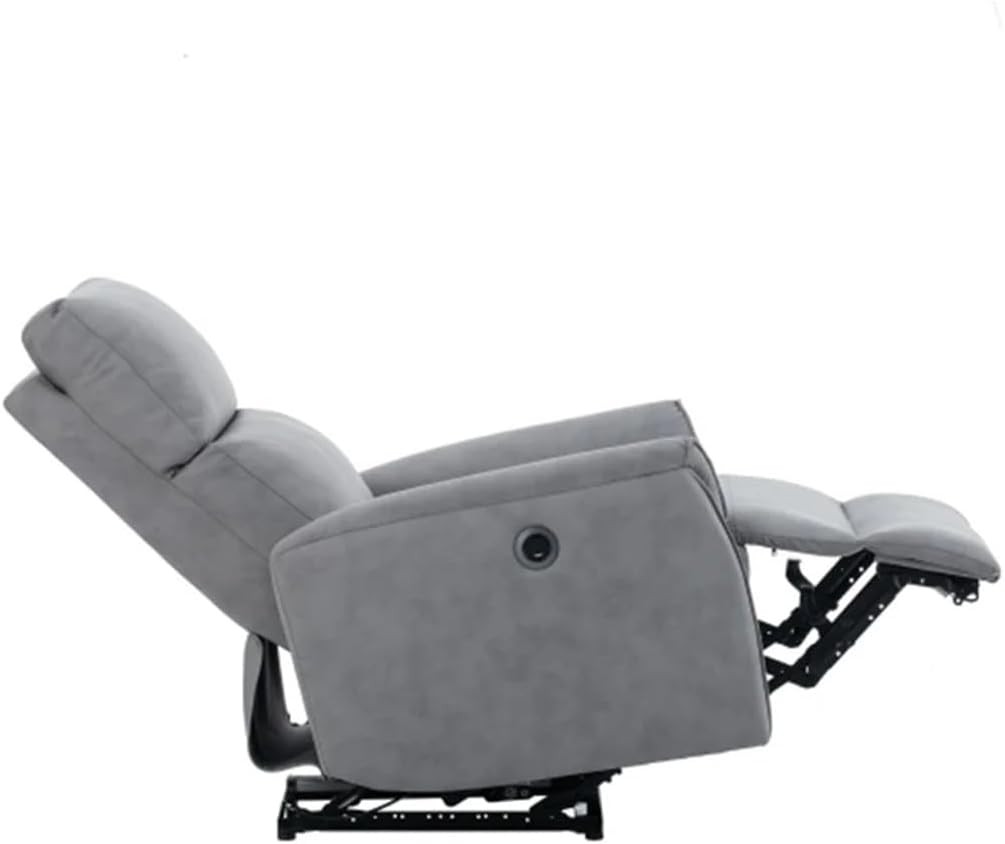 Gray Electric Power Recliner Chair,Upholstered Foam Lounge Single Sofa,Reclining W/Charging