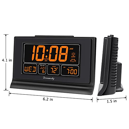 Image of DreamSky Digital Alarm Clock with Battery Backup, 5 Inch Large Display, Auto Set Clock, USB Charging Ports, 12 /24H | Digital Clock with Date & Day of Week, 5 Inch Large Display, Weekday, Temperature, USB Port, Auto DST, Brightness Dimmer