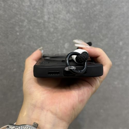 Étui de luxe pour iPhone 15 Pro Max noir avec dragonne et support de protection