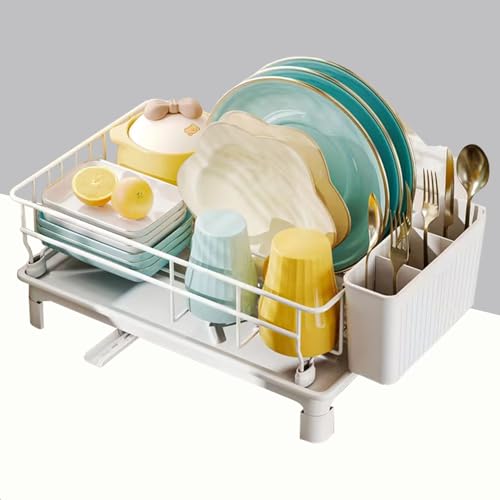 ATEK Stainless Steel Dish Drainer Rack with Cutlery Holder for Kitchen