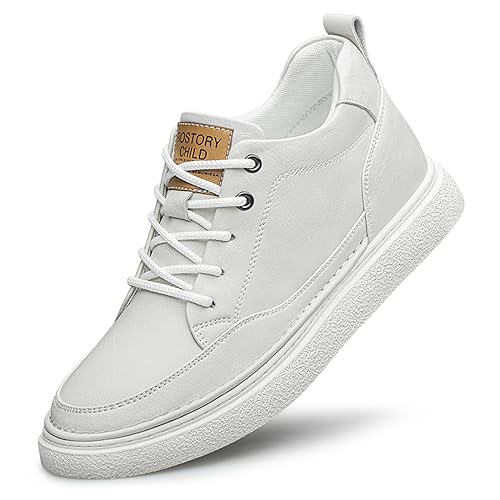 BMINFEE Men's Invisible Height Increasing Fashion Sneakers Leather Casual Shoes for Men Breathable Dress Mens Skate Shoes