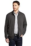 Port Authority Interlock Full-Zip, Charcoal Heather/Medium Heather Grey, Large