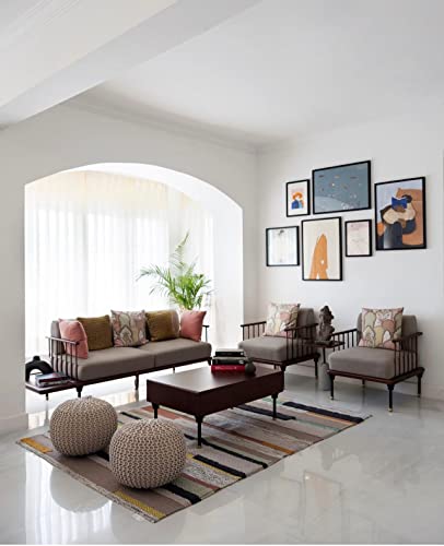 The Home Talk Hand Knitted Cotton Pouf | Ottoman | Footrest - Bean Bag, Floor Chair - Great for The Living Room, Bedroom and Kids Room - Small Furniture (18"x18"x14" - Champagne)