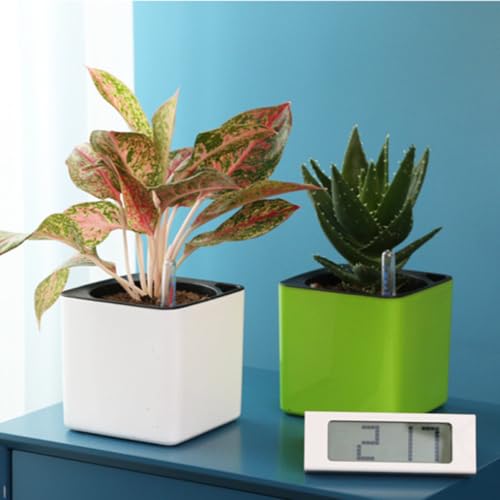 Pot Carré Blanc à Hydratation Automatique Jojofuny avec Grosse Capacité et Jauge d'Eau - 6