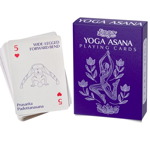 Lingo Yoga Playing Cards | Yoga Pose Card Deck with Instructions for Beginners & All Levels | Home Practice Workout & Self-Care Gift | Portable Yoga Sequence Builder for Adults