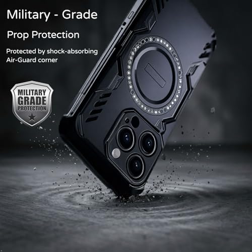 Image of ShieldTech Back Cover Case for Apple iPhone 15 Pro | 360 Protection Mobile Phone Case Mag-Safe | Camera Protection | i Phone 15 Pro Back Cover | iPhone 15 Pro - Black TPU+PC