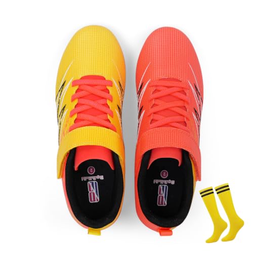 Image of brooman Kids Firm Ground Soccer Cleats Boys Girls Football Cleats with Soccer Socks