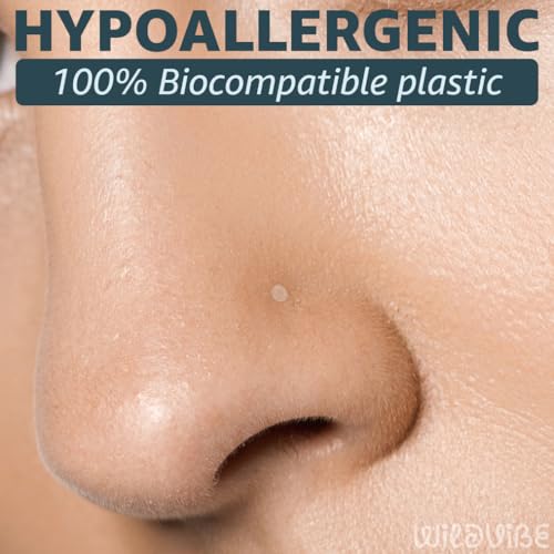 Clear Nose Rings Studs for Women, Men 10pcs - Plastic Retainer Flat Clear Nose Studs for Work, Surgery, Sports, School - Bioflex Nostril Piercing Jewelry2