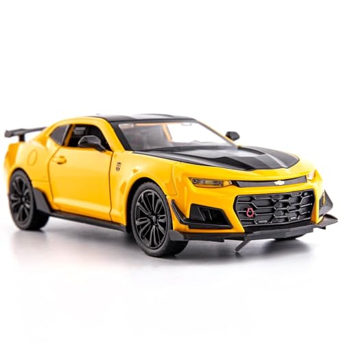 Image of MANAKI ENTERPRISE 1:24 Bumblebee Chevrolet Diecast Metal Pull Back Car with 6 Openable Doors with Sound and Light Toy Decoration car Best Gift Toys for Kids 【Colors as Per Stock】