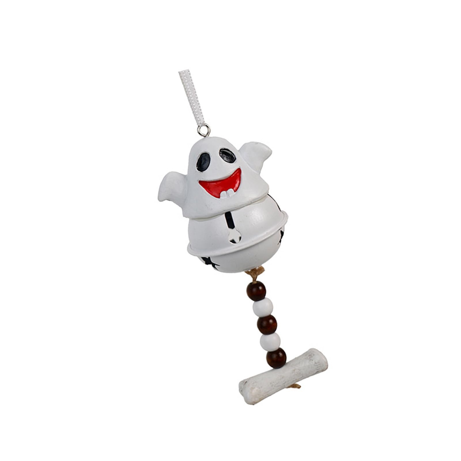 Resin Halloween Specter Windchime Decoration with Metal Bells for Door Window Wall Eerie Theme Festival Ornament Translucent Resin Ghostly Wind Chimes with Glitter Effect
