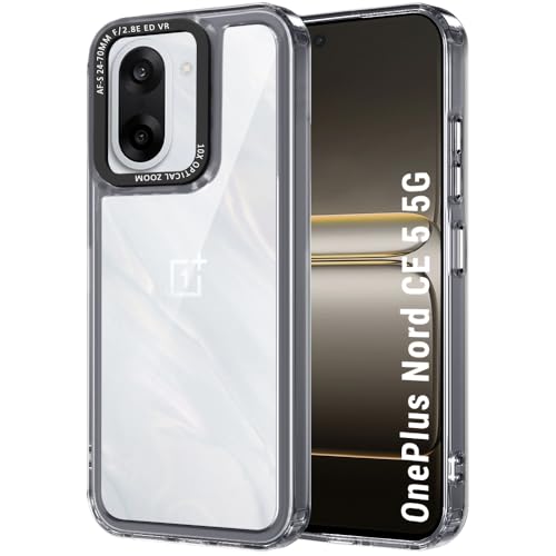 Image of TheGiftKart Hybrid Shockproof Back Cover Case for OnePlus Nord CE 5 5G | Stylish Camera Border | Electroplated Buttons | Crystal Clear Hard Back Cover Case (TPU & PC, Smoked Bumper)