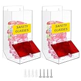 Spiareal 2 Pcs Safety Glasses Dispenser Wall Mount or Stand Acrylic Holder for Protective Eyewear Clear Safety Glasses Holder Organizer with Lid Sticker Screw for Industrial Dental Lab