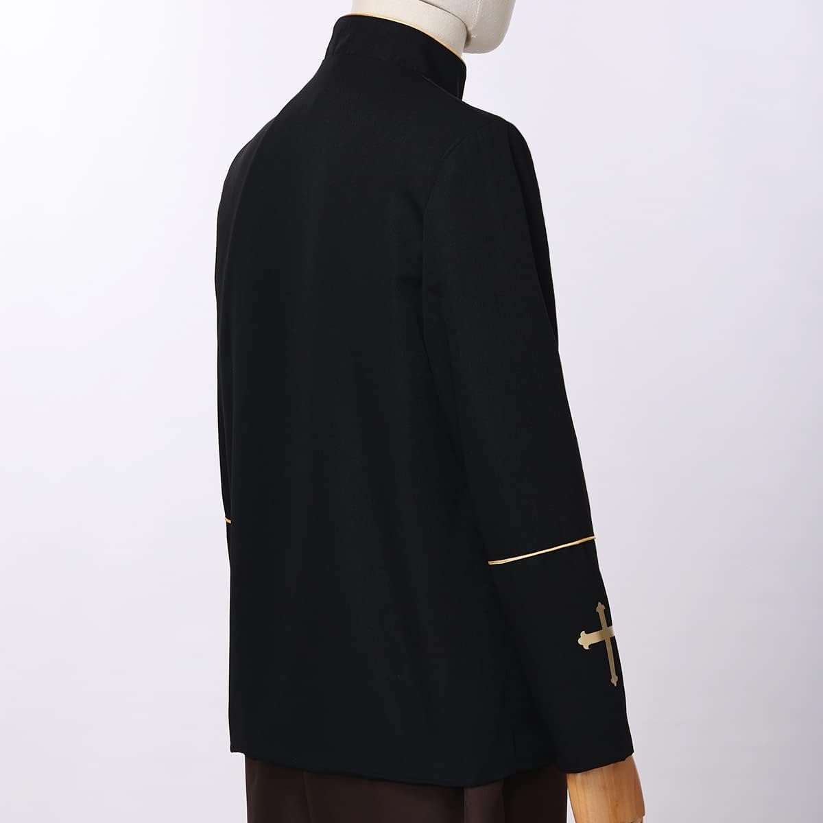 CAMDOM Mens Clergy Coat Church Priest Robe Vestment Stand Up Collar Button Down Top Outwear for Pastor - Image 9