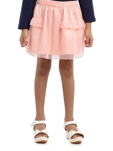 Image of Under Fourteen Girls Pullon Skirt with Satin Lining Fabric | Skirt for Girls | Woven | 14-15 Yrs(Peach)