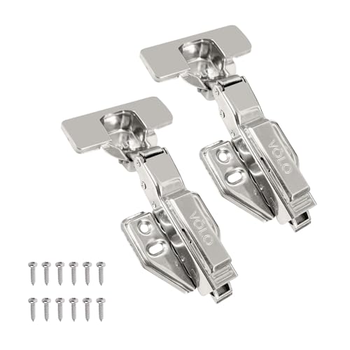 Image of VOLO Cabinet Hinges, Set of 1 (2 Pieces) for Furniture, Wardrobes, Doors, and Storage Units | (2D Soft Close (Mild Steel), 8 Crank | Half Overlay)