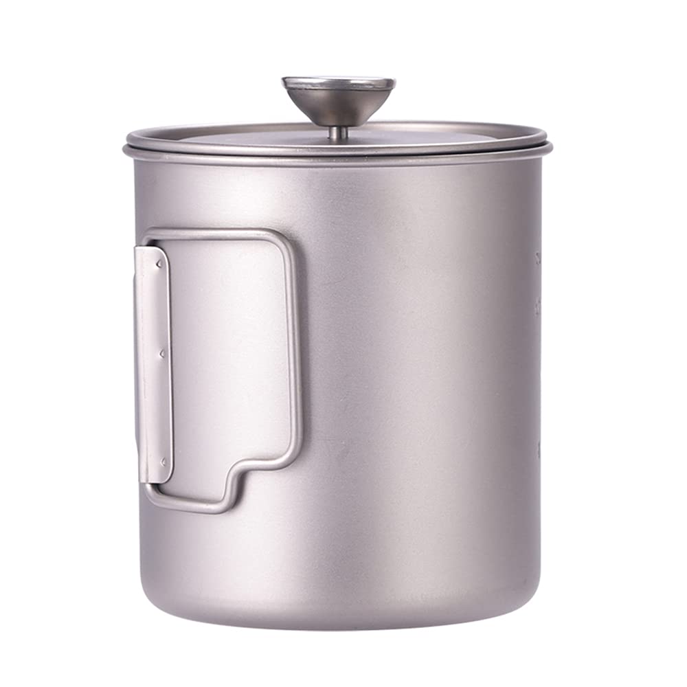 Tazza da caffè in titanio da 750 ml, con coperchio, leggera, rimovibile, per campeggio, escursionismo, picnic, viaggi in spalla