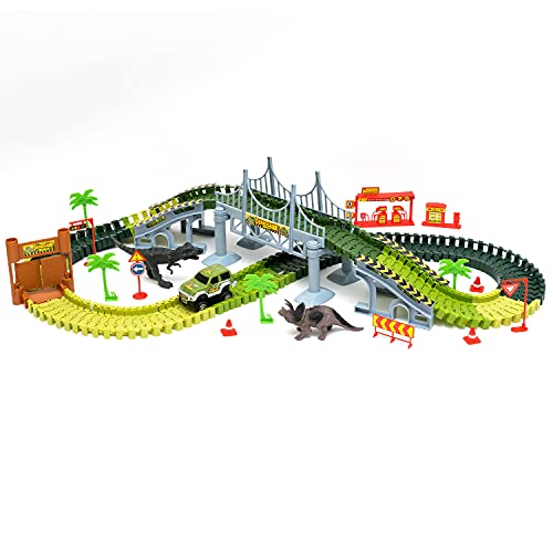 エイラウェン おもちゃ 車 男の子 恐竜 レール 組立 知育玩具 動物 子供 セット AMAZING TRACKS&CAR