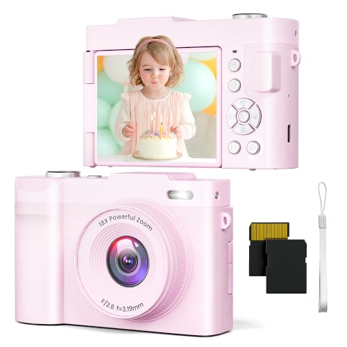 4K Digital Camera for Photography, 50MP Autofocus Point and Shoot Camera with 180° Flip Screen, 16X Zoom Compact Vlogging Camera for YouTube, Travel Camera with 32GB SD Card, Pink - image 1