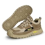 YLJCDOUN Steel Toe Shoes for Men, Comfortable Safety Work Boots,Industrial Non Slip Work Shoes,Lightweight Puncture Proof Safety Boots. Brown