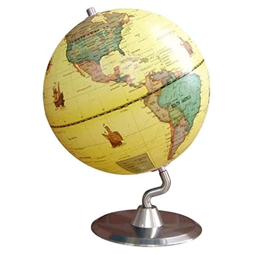 25 cm diameter flytande jordglob, pedagogisk HD-världsglobstudenter glob med rena engelska ornament Heminredning-för barn, gul