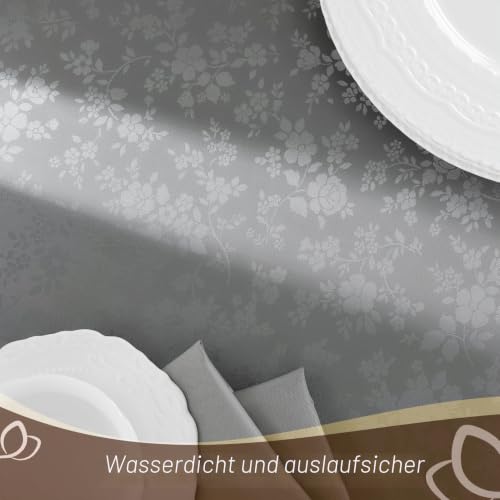Romanstile Wachstuchtischdecke Outdoor Mitteldecke 100x100 grau Tischdecke abwaschbar 350GSM… – Ansicht 6