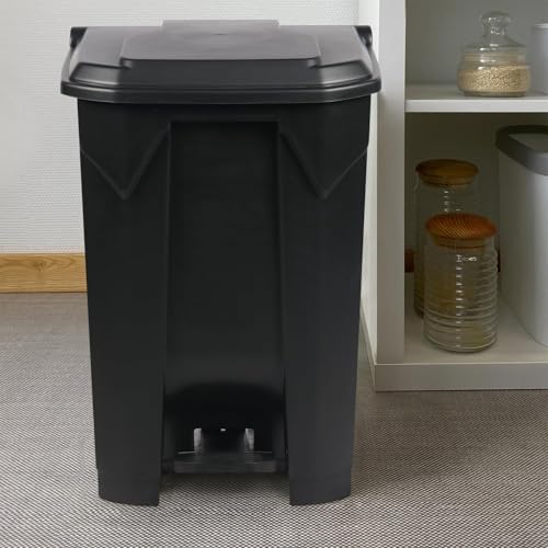 Papelera plástica con pedal de 22 galones, negro miniatura 4
