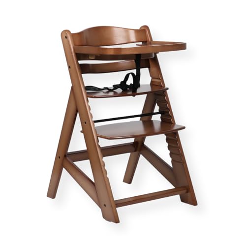 Chaise évolutive en bois Buxibo pour enfant - Avec plateau repas - Chaise enfant réglable pour confort et design - Avec coussin - 48×58×80cm - Noyer